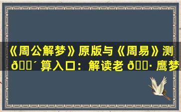 《周公解梦》原版与《周易》测 🐴 算入口：解读老 🌷 鹰梦境的异同